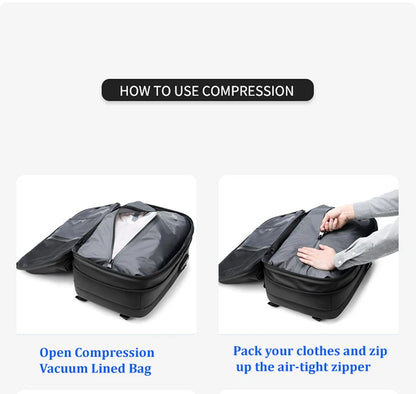 CompacGo™ – La Mochila Inteligente con Compresión al Vacío para Viajeros Inteligentes